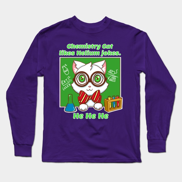 Chemistry Cat Laughs Long Sleeve T-Shirt by Kitsune17